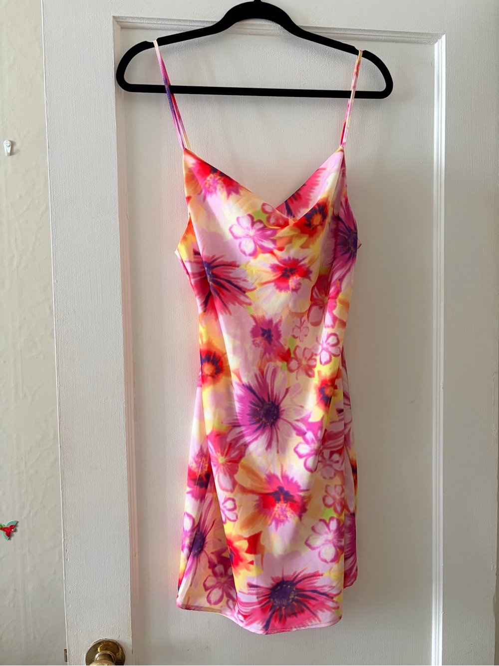 Urban Outfitters Pink Yellow Floral Mini Slip Dress